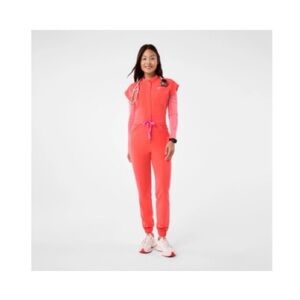 Figs orange/red Jumpsuit with pink tie.
Like new worn twice. 
XS regular length